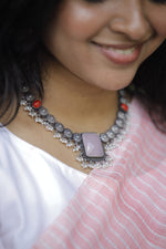 Load image into Gallery viewer, Pink Red Stone Necklace-Hamsa-Hamsa
