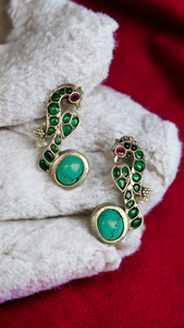Green Turquoise Bird Earrings-Hamsa-Hamsa