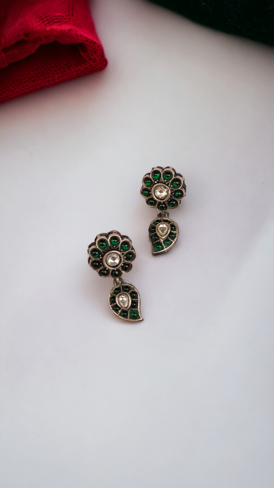 Green Paisley Drop Earrings-Hamsa-Hamsa