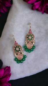 Pastel Pink Pumpkin Beads Hook Earrings-Hamsa-Hamsa
