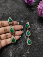 Load image into Gallery viewer, Green Stone Tribal Dew Drop Earrings-Hamsa-Hamsa
