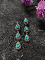 Load image into Gallery viewer, Turquoise Tribal Dew Drop Earrings-Hamsa-Hamsa

