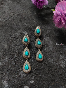 Turquoise Tribal Dew Drop Earrings-Hamsa-Hamsa