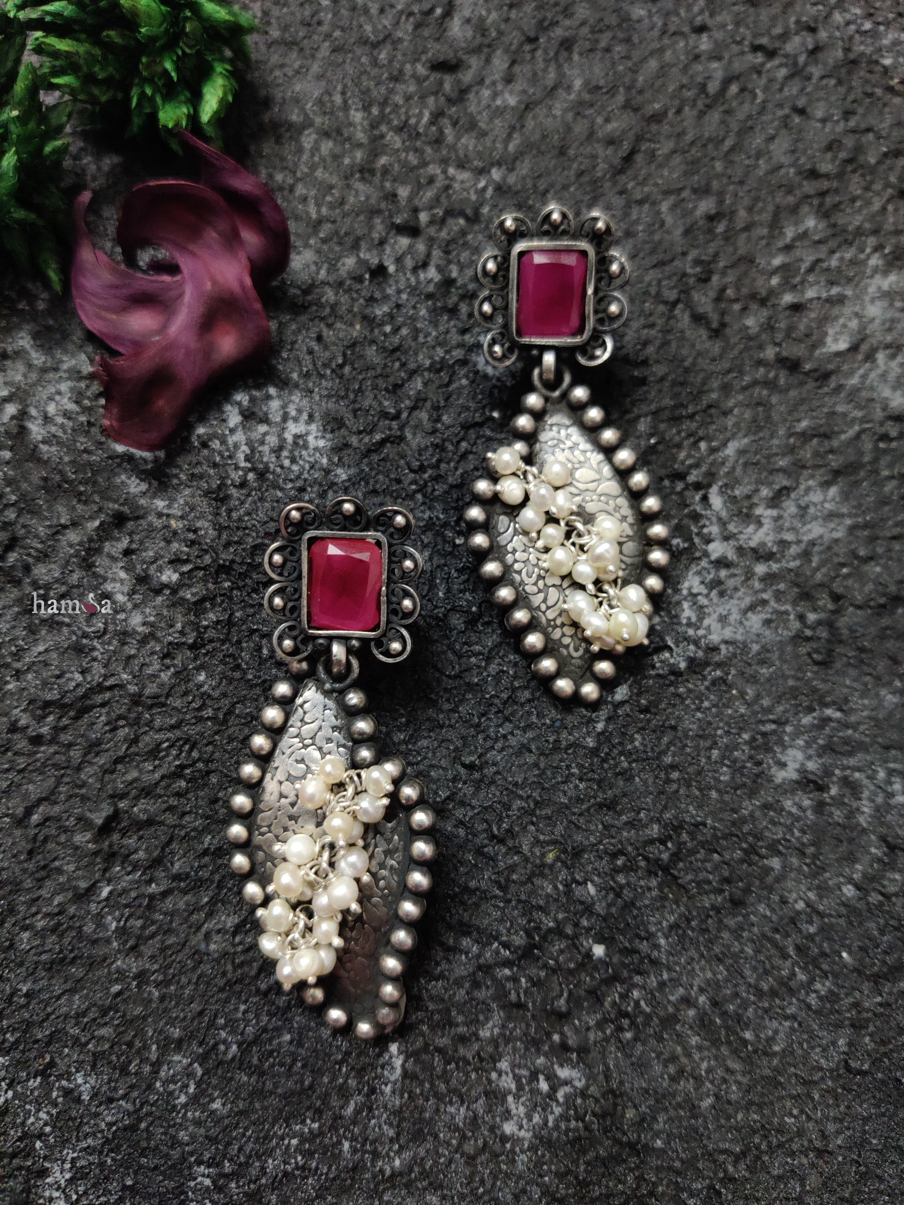 Kemp Pearl Cluster Earrings-Hamsa-Hamsa