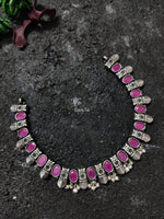 Load image into Gallery viewer, Pink Stone Tribal Necklace Set-Hamsa-Hamsa
