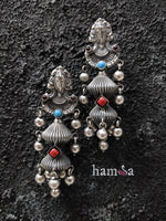 Load image into Gallery viewer, Red blue stone drop earrings-Hamsa-Hamsa
