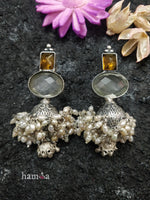 Load image into Gallery viewer, Neutral tone silver drop earrings-Earring-Hamsa-Hamsa
