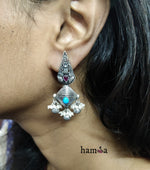 Load image into Gallery viewer, Pink-blue dew drop earrings-Hamsa-Hamsa
