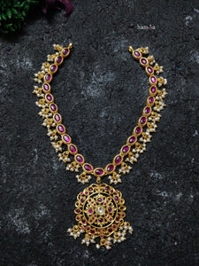 Gold Plated Kemp Pearl Drop Necklace-Hamsa-Hamsa