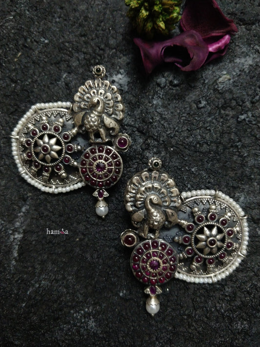 Peacock chakra earrings-Hamsa-Hamsa