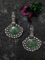 Load image into Gallery viewer, Green stone hamsa earrings-Hamsa-Hamsa
