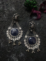 Load image into Gallery viewer, Paisley Blue Stone Dangler Earrings-Hamsa-Hamsa
