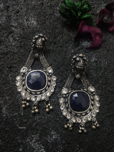 Paisley Blue Stone Dangler Earrings-Hamsa-Hamsa