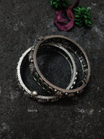 Load image into Gallery viewer, Green Stone Conch Bangles - Pair-Hamsa-Hamsa
